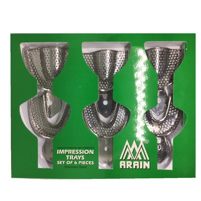 Porta Impresiones Cribadas Dentado Acero Adulto 6pz Arain (29 027 00)