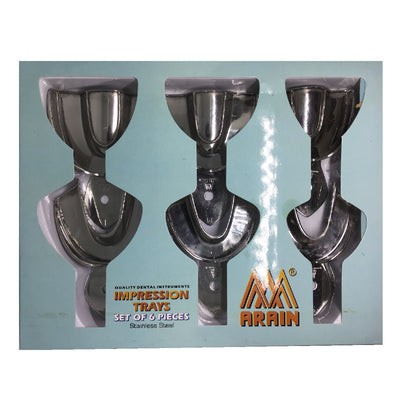 Porta Impresiones Lisas Dentadas Acero Adulto 6pz Arain