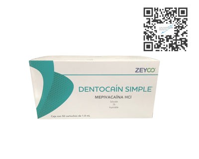 Anestesia Dentocain 3% cartucho plastico caja Zeyco