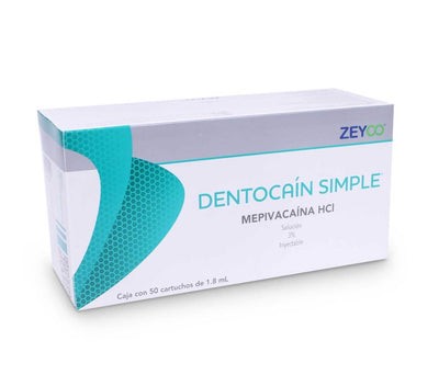 Anestesia Dentocain 3% cartucho vidrio caja Zeyco